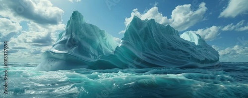 Iceberg sculpted into a natural amphitheater by wind and sea, 4K hyperrealistic photo photo