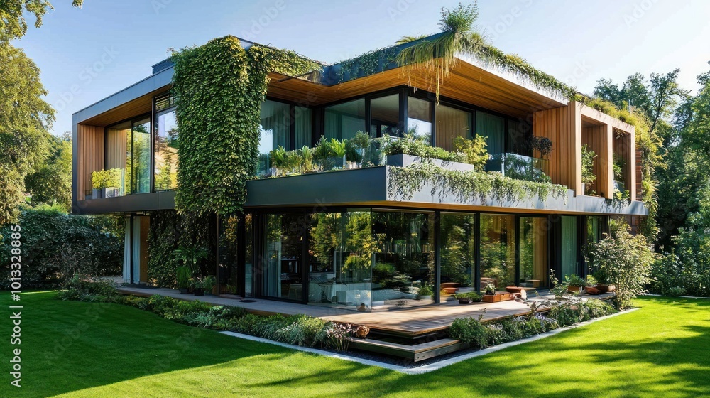 Modern Green House with a Garden Modern Green House with a Garden