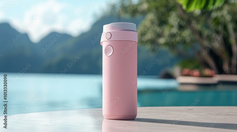 Naklejka premium Pink Tumbler by the Pool