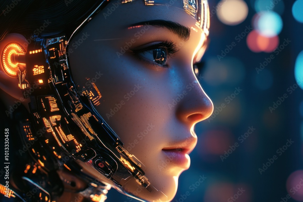 Cyber girl AI with a digital neural network Cyber girl AI with a digital neural network
