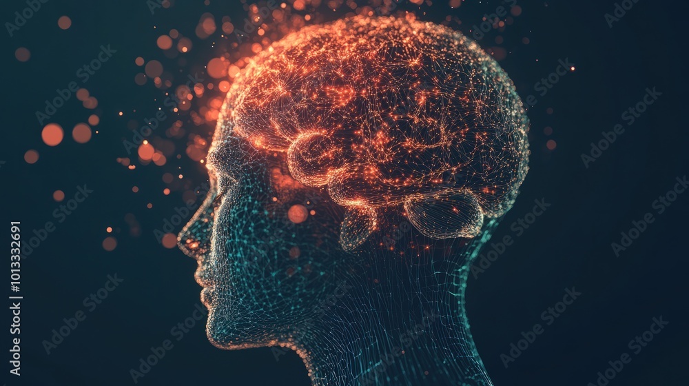 Obraz premium Artificial intelligence transforming a human brain in a digital human