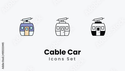 Cable Car icons vector set stock illustration