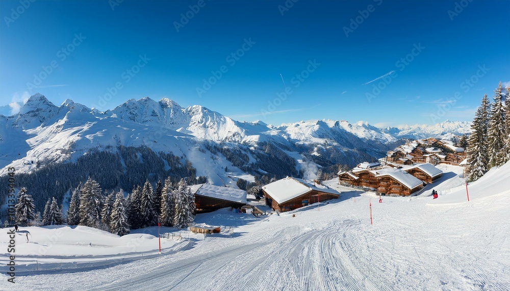 Fototapeta premium Ski resorts with cozy fireplaces. 