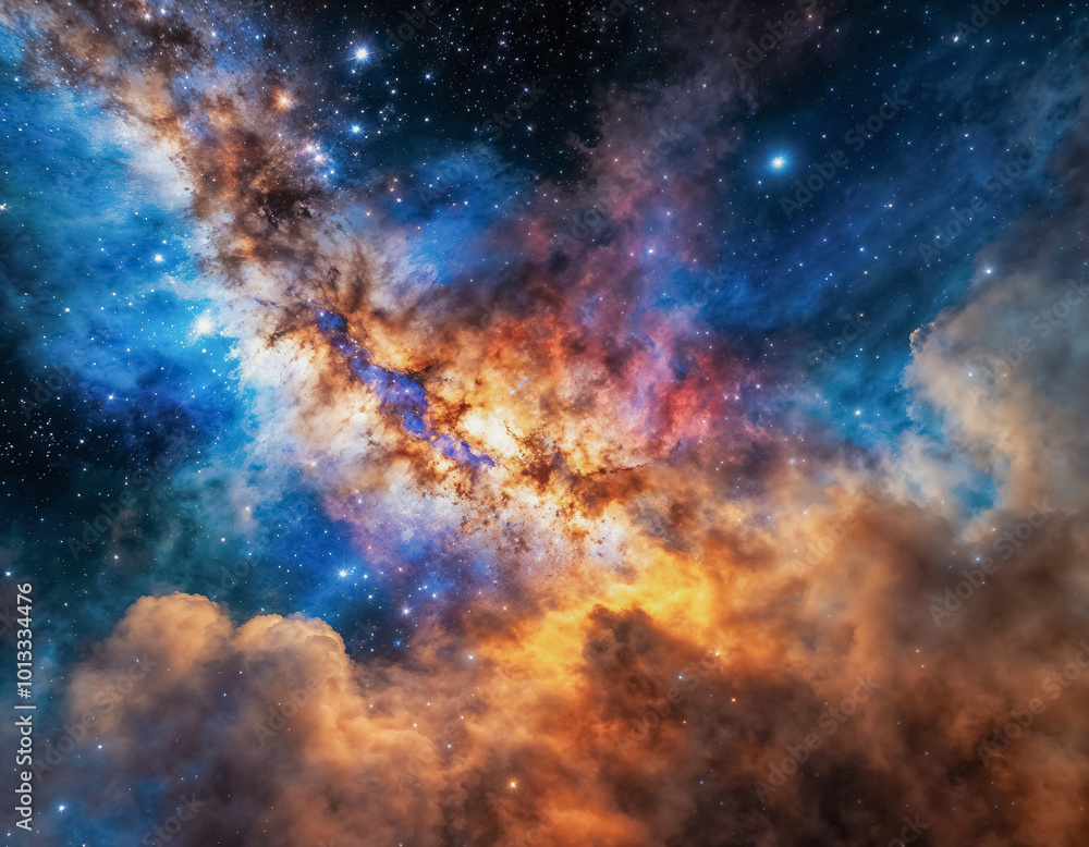 Naklejka premium Superbe vue d'une galaxie, voie lactée, coloré