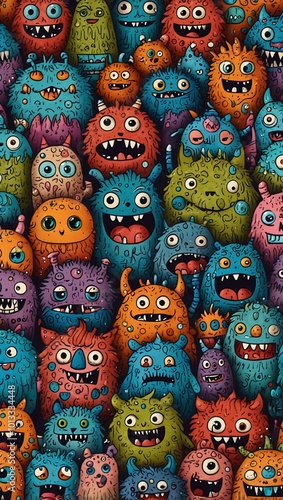 Playful monster doodle patterns.