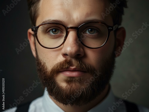 Portrait of a bespectacled man with a beard.