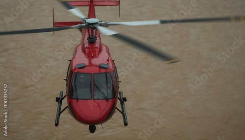 Rescue helicopter lifting people from rooftops as floodwaters rise, torrential rain and strong winds, [Flash Flood], [Aerial Rescue], , photo