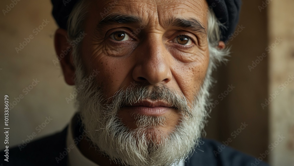 Portrait of an elderly Muslim man with a beard. Portrait of an elderly Muslim man with a beard.