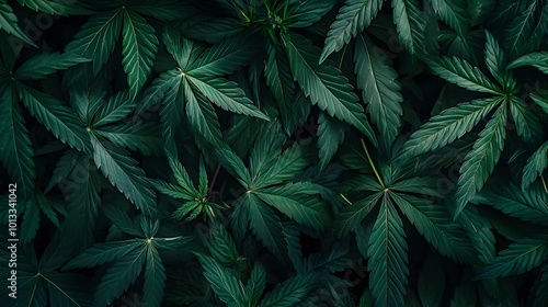 lush green cannabis leaves in the dark