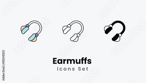 Earmuffs icons vector set stock illustration