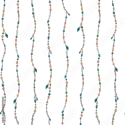 beads seamless pattern, vertical stripes of tribal beads for textile prints, wallpaper, bedding, nursery room decor, scrapbooking, stationery, backgrounds, wrapping paper, etc. EPS 10