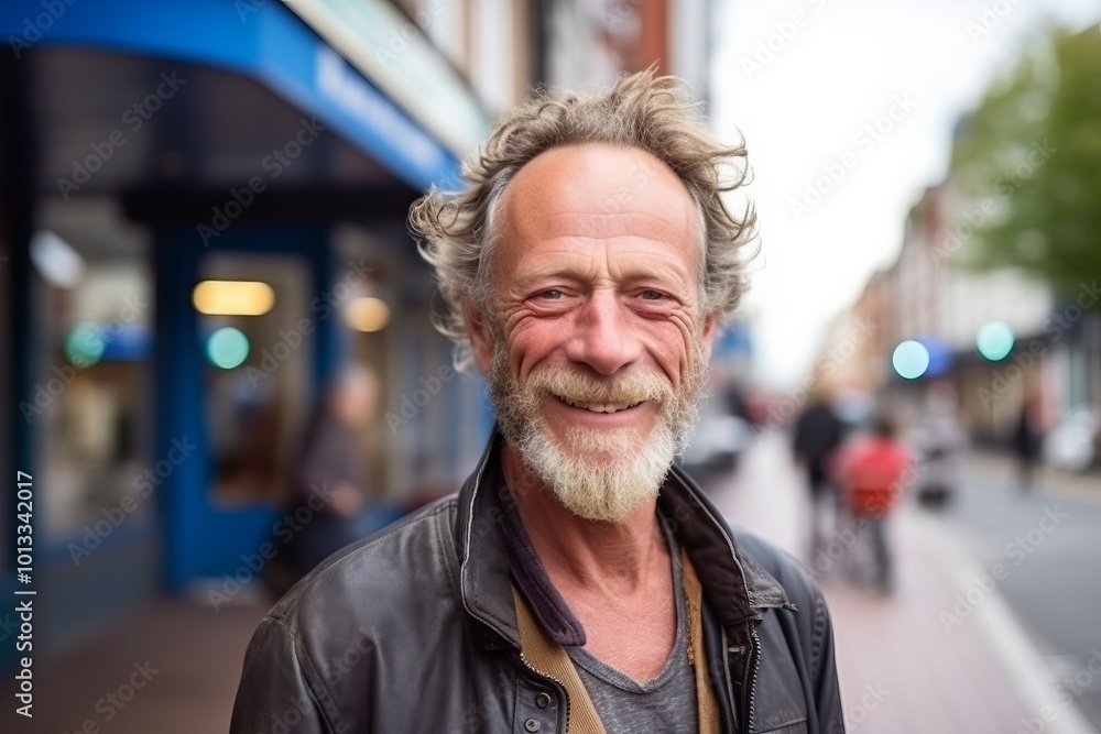 Portrait of a handsome senior man smiling in a city street. Portrait of a handsome senior man smiling in a city street.