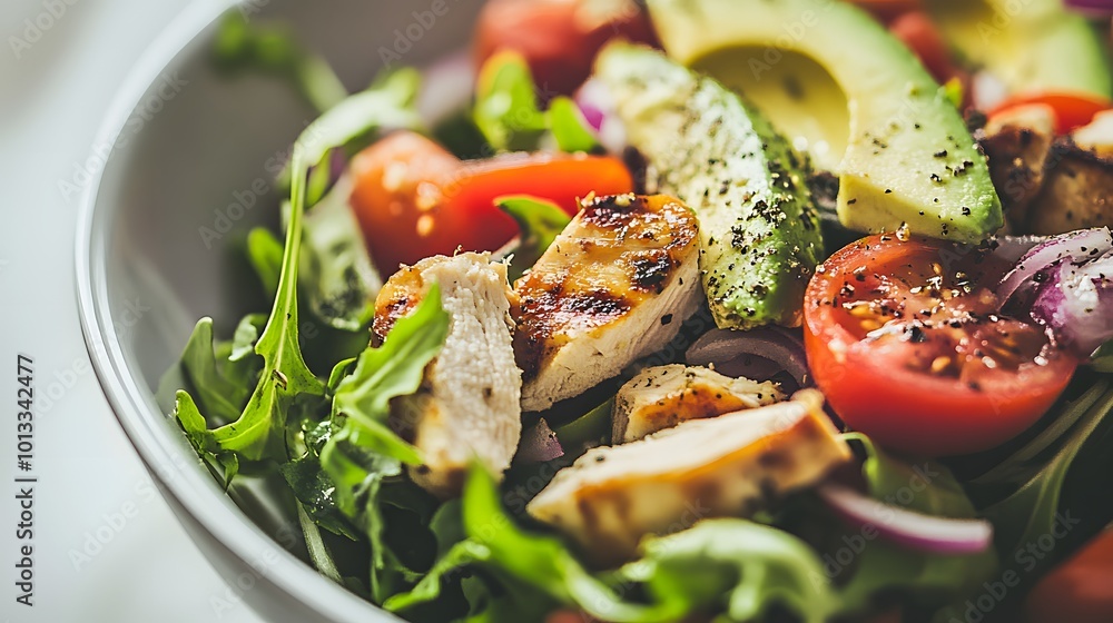 Healthy vegetable salad with grilled chicken Healthy vegetable salad with grilled chicken