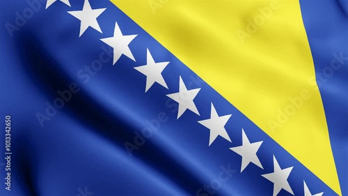 4k render Bosnia and Herzegovina Flag video waving in wind Bosnia and Herzegovin photo