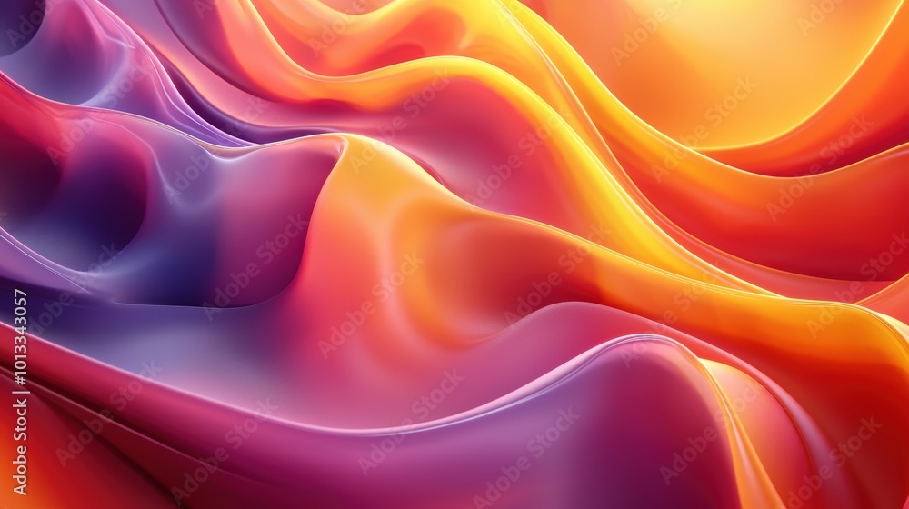 Fototapeta premium Vibrant Wavy Flow in 3D Rendered Illustration