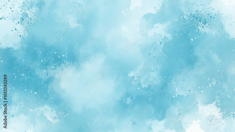 Powder blue watercolor background with bokeh and splatters Powder blue watercolor background with bokeh and splatters