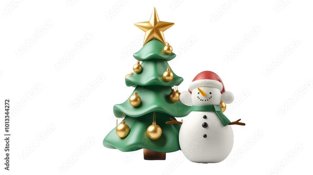 Snowman with Christmas decorations on a transparent background Snowman with Christmas decorations on a transparent background