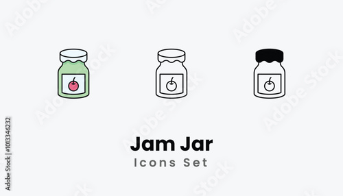 Jam Jar icons vector set stock illustration