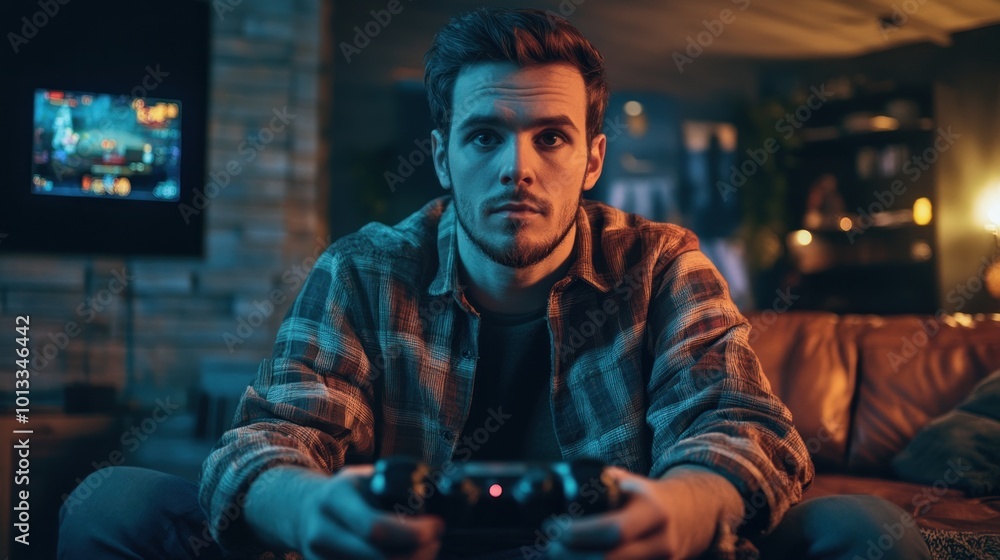 Man Playing Video Game Man Playing Video Game