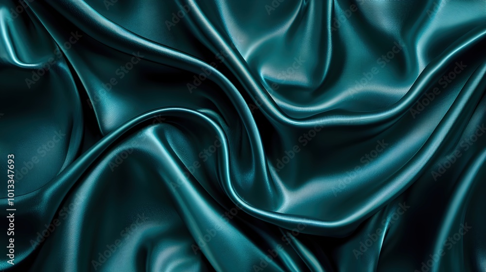 Obraz premium Elegant Green Silky Fabric with Soft Wavy Folds
