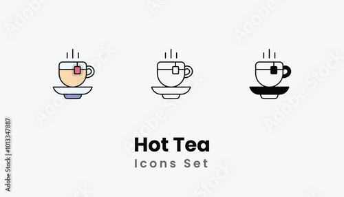 Hot Tea icons vector set stock illustration