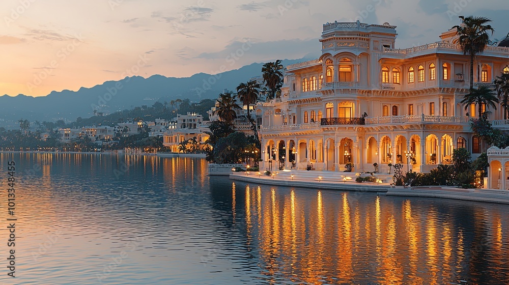 Fototapeta premium Stunning 3D Model of an Indian Palace at Golden Hour