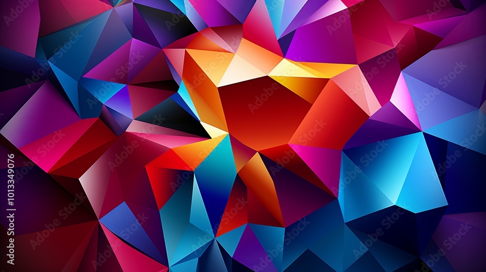 Obraz premium Abstract Geometric Composition with Vivid Hues and Dynamic Form