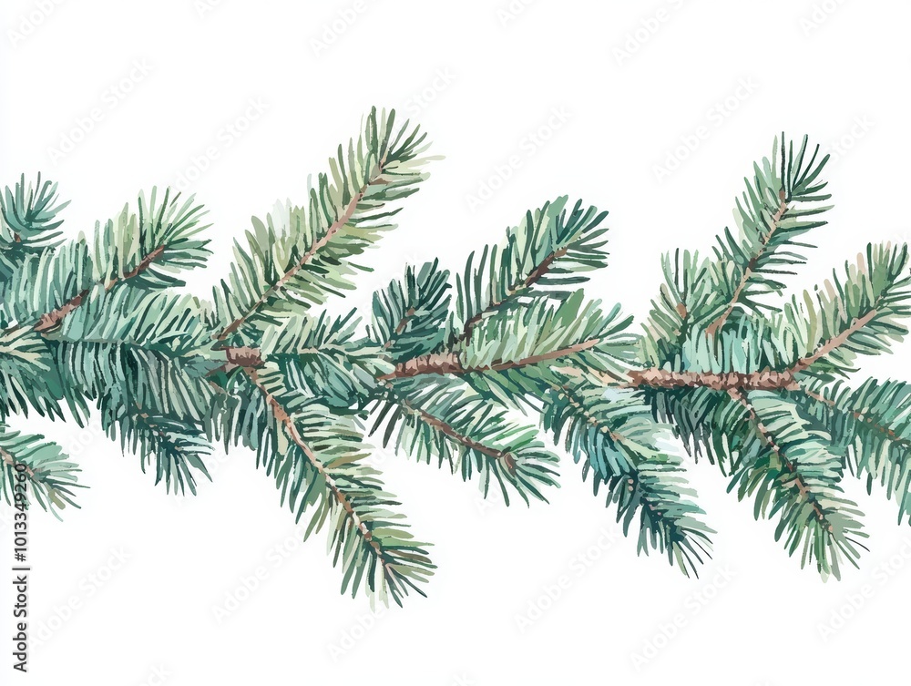 Green Tree Branches on White Background Green Tree Branches on White Background