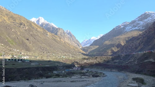 Pull back badrinath valley uttarakhand india photo