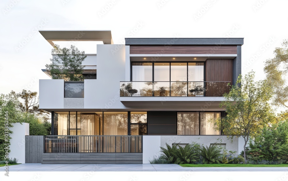 Fototapeta premium Modern house isolated stock photo on white background