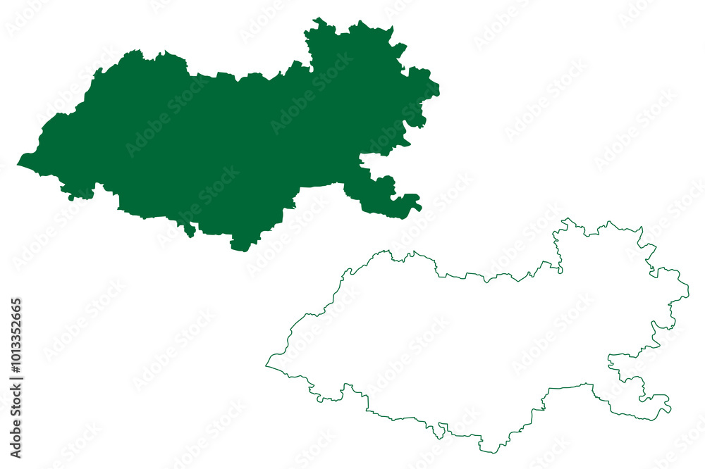 Naklejka premium Virudhunagar district (Tamil Nadu State, Republic of India) map vector illustration, scribble sketch Virudhunagar map