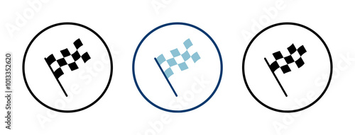 Race flag icon vector isolated on white background. Competition sport flag line vector icon. Racing flag. Start finish flag. Checkered. Start