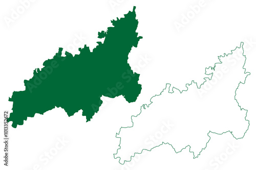Washim district (Maharashtra State, Amravati Division, Republic of India) map vector illustration, scribble sketch Washim map