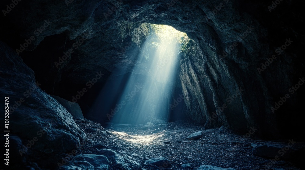 A symbolic dark cave with soft light emerging from within, representing personal growth as one journeys through darkness toward inner transformation. A symbolic dark cave with soft light emerging from within, representing personal growth as one journeys through darkness toward inner transformation.