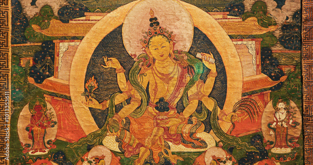Goddess Chundhaa. This Work Depicts Chundhaa, Deity Related To Buddhist Mysticism Whose Powers Include Elimination Of Epidemics And Other Diseases. She Also Purifies Negative Karma. This 200-year-old