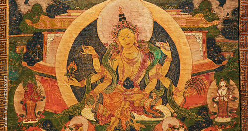 Obraz na płótnie Goddess Chundhaa. This Work Depicts Chundhaa, Deity Related To Buddhist Mysticism Whose Powers Include Elimination Of Epidemics And Other Diseases. She Also Purifies Negative Karma. This 200-year-old w salonie