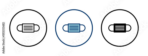 Mask icon vector isolated on white background. Man face with mask icon. Safety breathing masks. Industrial safety N95 mask. Medical mask vector icon.