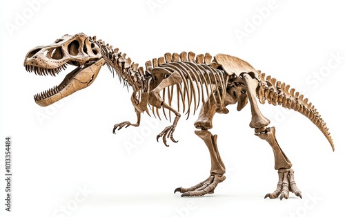 Fototapeta Naklejka Na Ścianę i Meble -  Sceleton dinosaur isolated stock photo on white background 