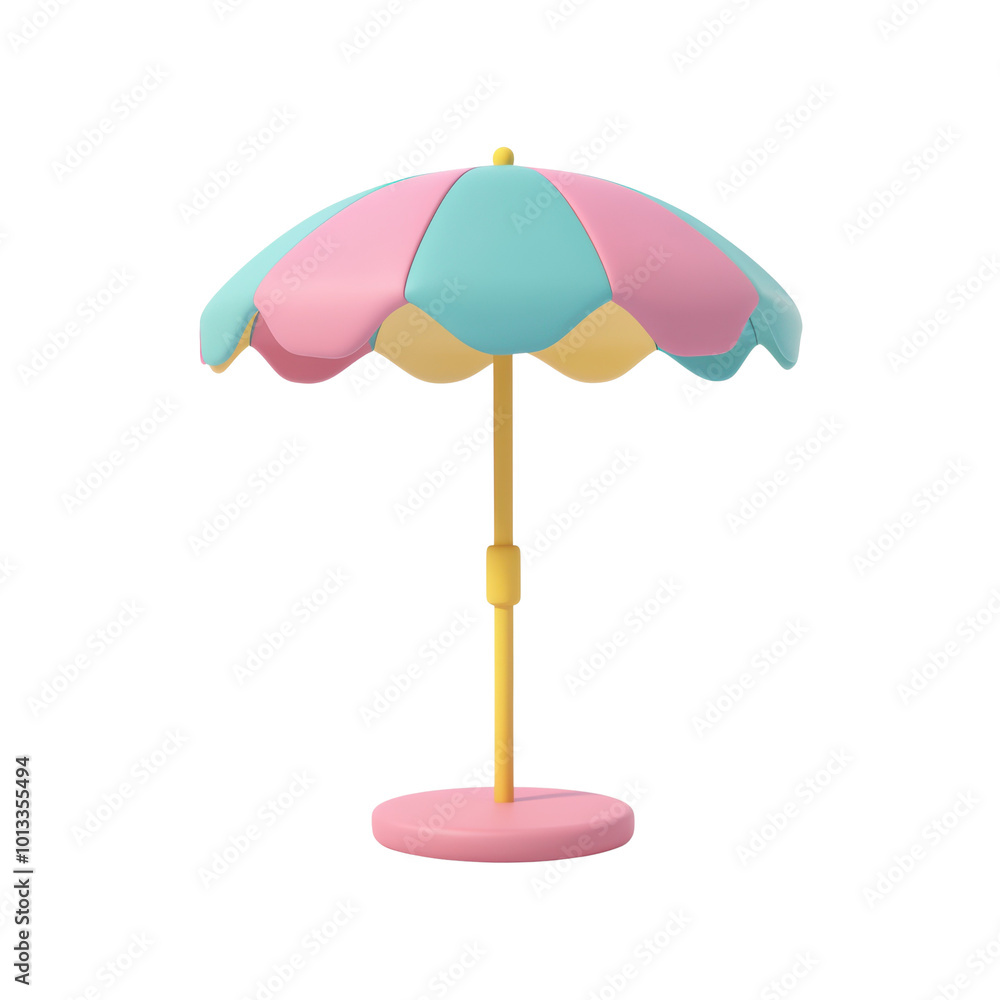 Pastel colors umbrella isolated on white transparent. Cartoon minimal style object Pastel colors umbrella isolated on white transparent. Cartoon minimal style object