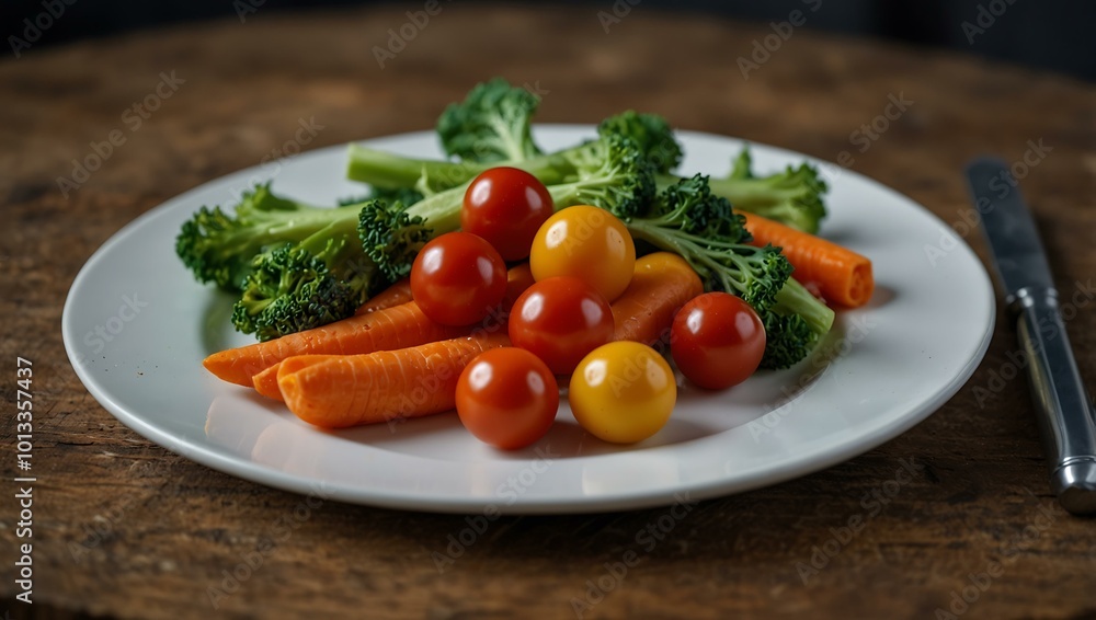 Ozempic pen on a plate with fresh vegetables. Ozempic pen on a plate with fresh vegetables.