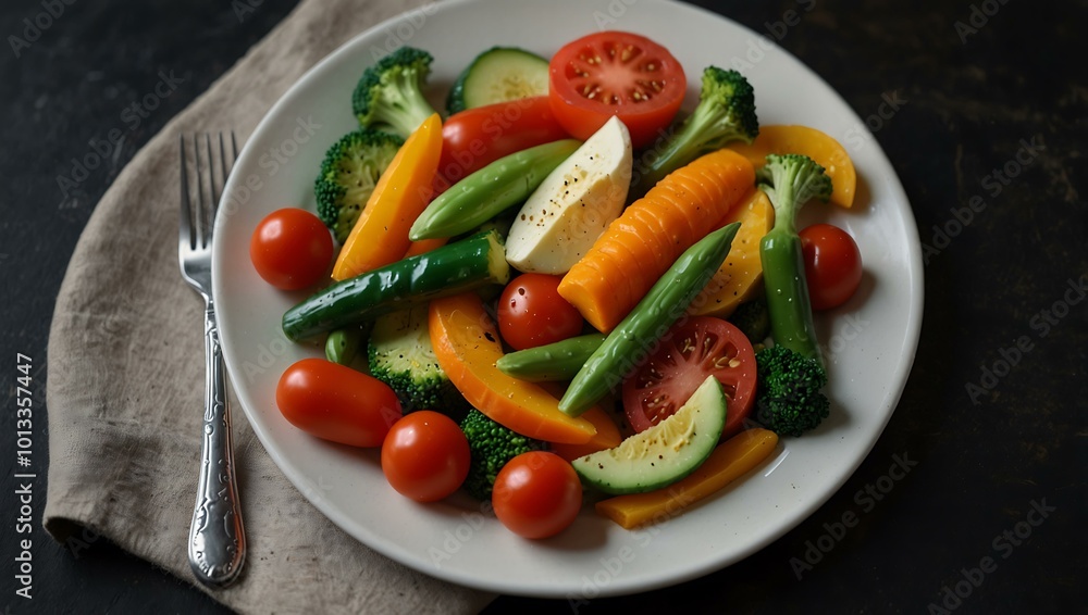 Ozempic pen on a plate with fresh vegetables. Ozempic pen on a plate with fresh vegetables.