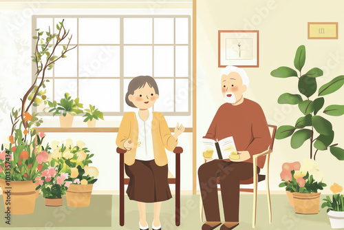 Elderly Retirement Concept Illustration with Senior Person