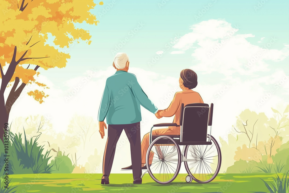 Elderly Retirement Concept Illustration with Senior Person Elderly Retirement Concept Illustration with Senior Person