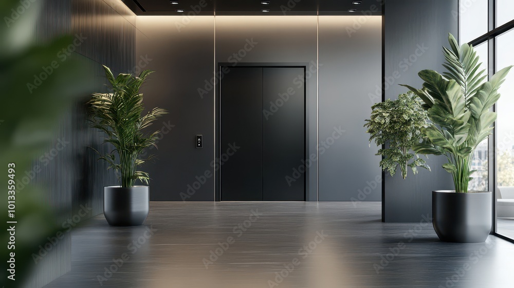 Modern black and classic Elevator doors of office or hotel hallway, Lobby interior, corridor in house with lift,Black elegant lift for passenger or cargo elevators,copy space. Modern black and classic Elevator doors of office or hotel hallway, Lobby interior, corridor in house with lift,Black elegant lift for passenger or cargo elevators,copy space.