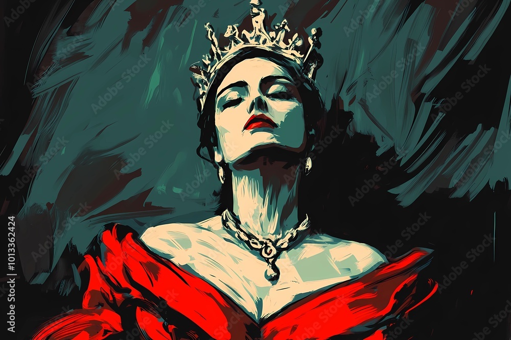 Fototapeta premium Queen background with intricate crown designs and rich patterns, ideal for adding a touch of regal elegance to any project or event.