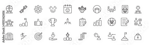 Partnership Line Icons set. Vector illustration in modern thin line style of business icons