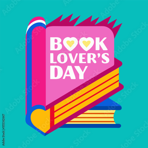 A colorful book with the words book lovers day written on it