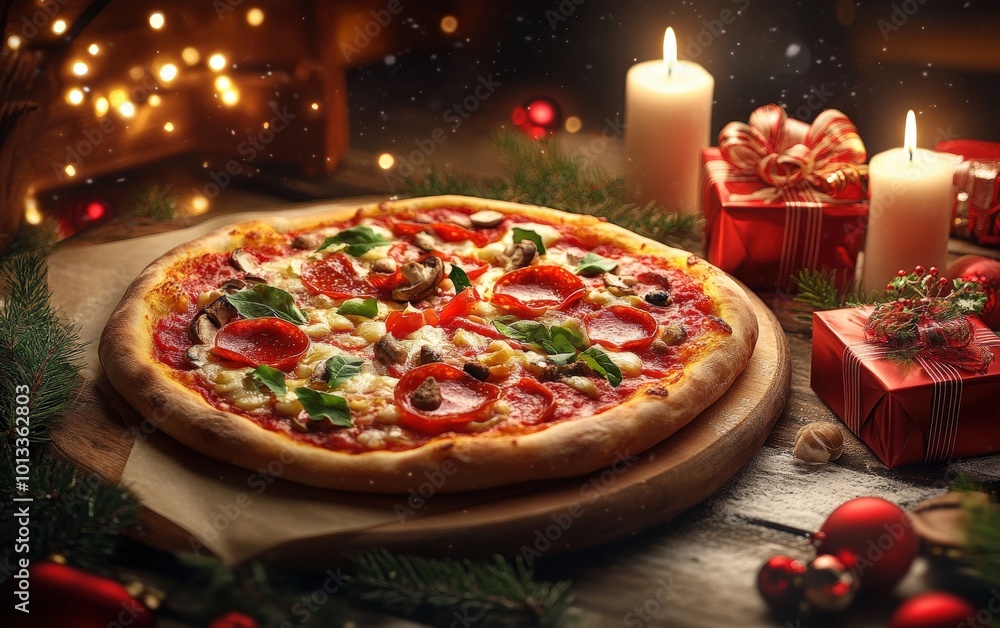 Pizza and christmass gift Pizza and christmass gift