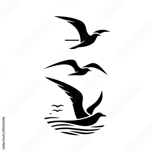 bird silhouette vector set