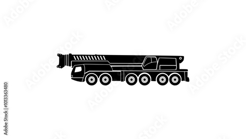 heavy duty mobile crane, black isolated silhouette